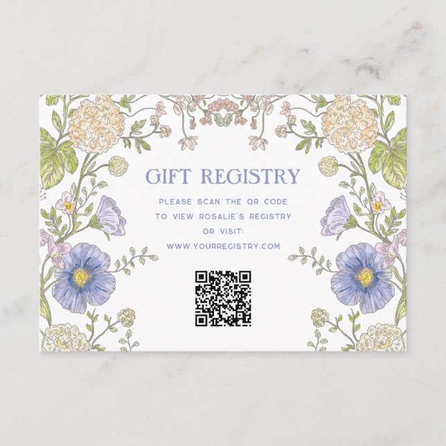 Cartão De Informações Garden Spring Floral Bridal Shower QR Code (Frente)