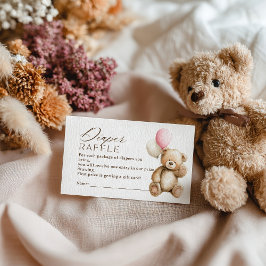 Cartão De Informações Garota Boho Teddy Urso Fralda Raffle Chá de fralda