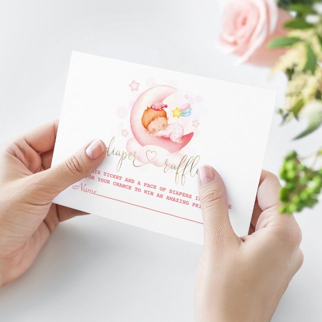 Cartão De Informações Garota Bonita Sonolenta Sobre A Lua Dourada Raffle (Criador carregado)