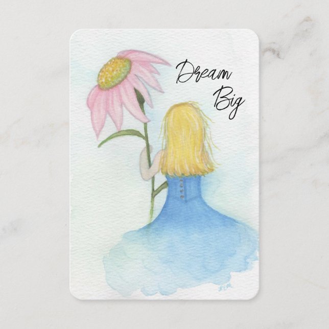 Cartão De Informações Garota do Sonho segurando Flor Gigante (Frente)