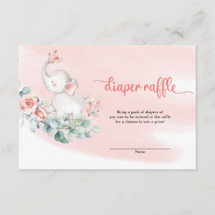 Cartão De Informações Garota doce elefante-bebê eucalipto rifa de fralda