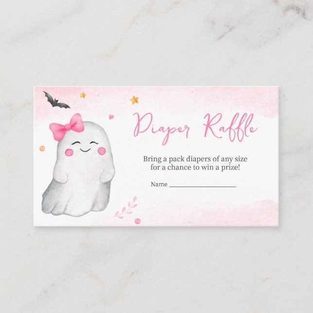 Cartão De Informações Garota Ghost Halloween Fralda Raffle (Frente)