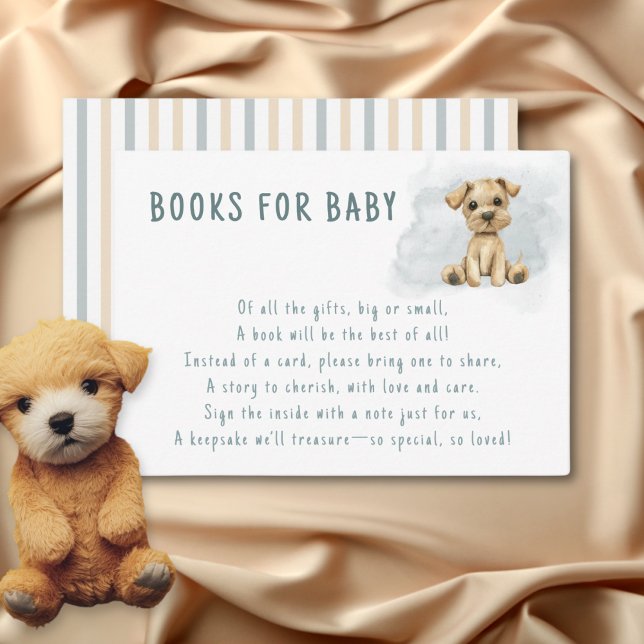 Cartão De Informações Garoto Bonito Puppy Blue Chá de fraldas Livros par (Criador carregado)