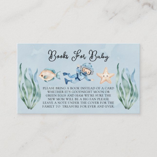 Cartão De Informações Garoto Sob O Mar Livros Para Bebê (Frente)