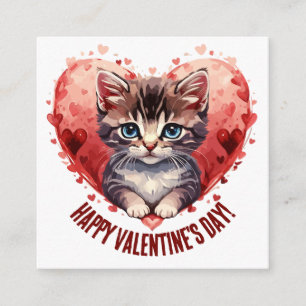 Cartão De Informações Gatinha feliz dia de os namorados com coração