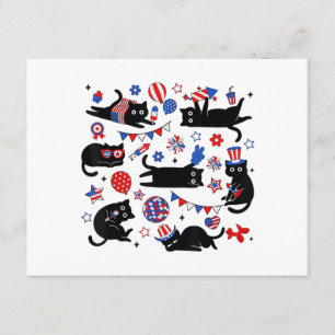 Cartão De Informações Gatinho Preto Fofo Bandeira dos EUA Fogueira Patri