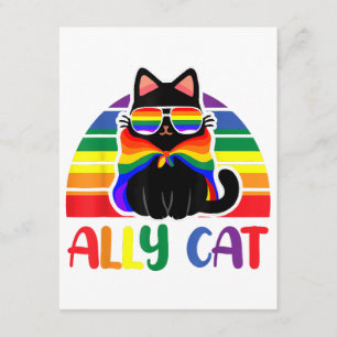 Cartão De Informações Gato Aliado LGBT Seja Gentil Arco-Íris Gay Engraça
