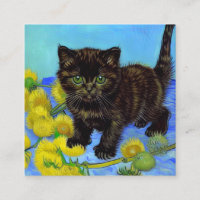 Gato de estilo Van Gogh com Sunflower