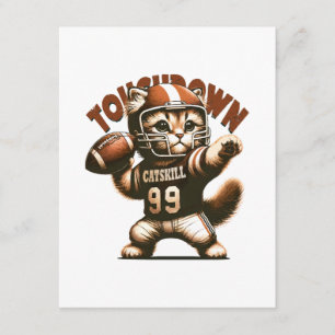 Cartão De Informações Gato de Futebol Americano - Touchdown Purrfeição
