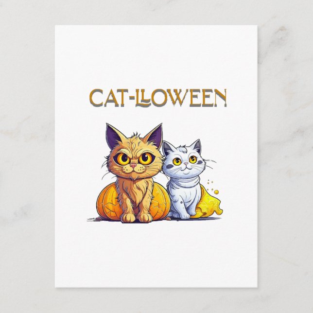 Cartão De Informações Gato Halloween  (Frente)