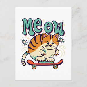 Cartão De Informações Gato Patinando Meow