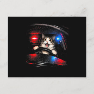 Cartão De Informações Gato Polícia Engraçado Dirigindo Carro Meme de Gat