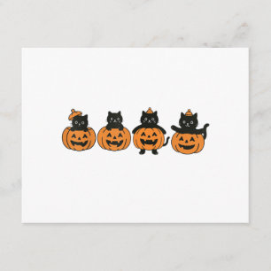 Cartão De Informações Gato Vintage dos Anos 90 no Halloween Abóbora Gato