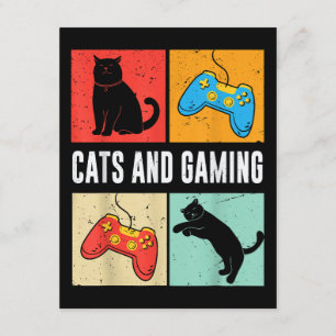 Cartão De Informações Gatos E Jogos Para O Jogo De Vídeo Gamer Do Gato D