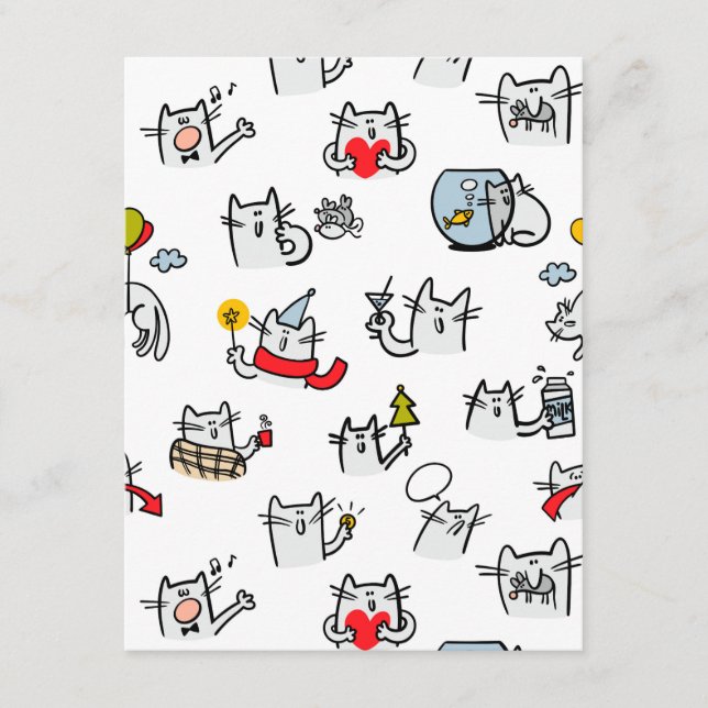 Cartão De Informações Gatos engraçados, leite e magia. (Frente)