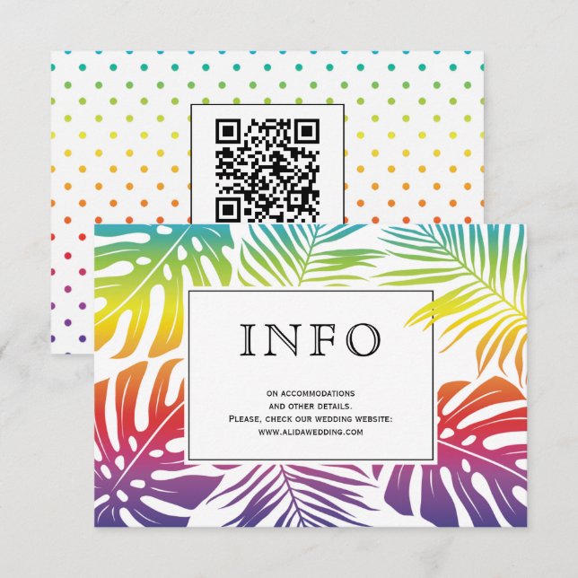 Cartão De Informações Gay, arco-íris de casamento lésbico deixa bolinhas (Frente/Verso)