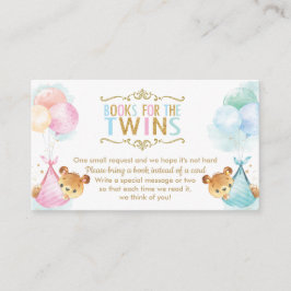 Cartão De Informações Gêmeos Garotas Ursinhos Trazem um Livro
