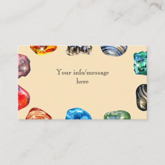 Cartão De Informações Gemstone da festa de aniversário geológica (Frente)