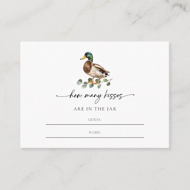 Cartão De Informações Gênero Pato neutro Quantos beijos Chá de fraldas (Frente)