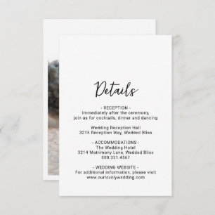 Cartão De Informações Genevieve Black and White Photo Modern Weding