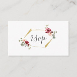 Cartão De Informações Geométrica Burgundy Flower Greenery Casamento RSVP