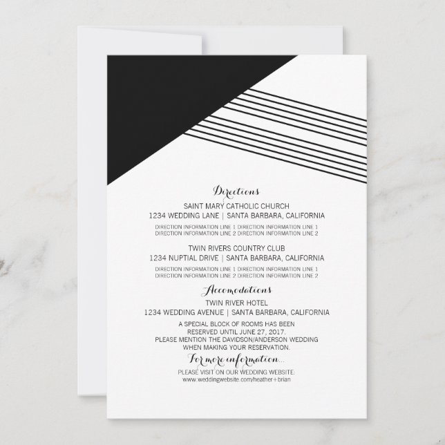 Cartão de Informações Geométrica Preto White (Frente)