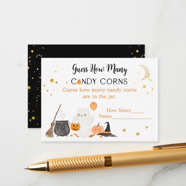 Cartão De Informações Ghost Halloween Adivinha Quantos Jogos de Camarões (Frente/Verso In Situ)