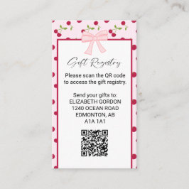 Cartão De Informações Gift Registry Cherry Baby Shower QR Code