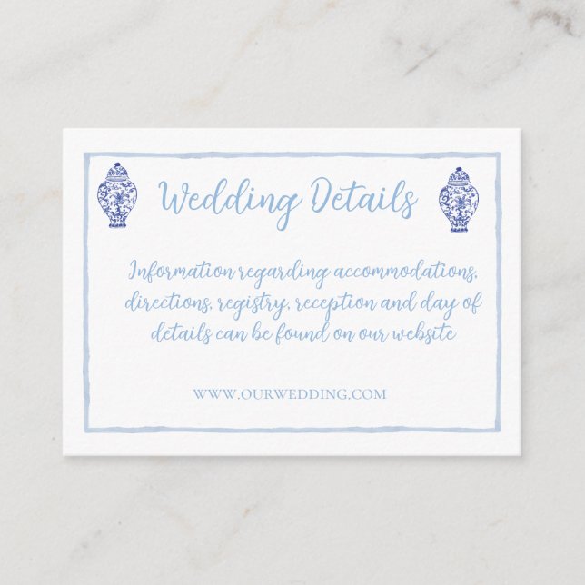 Cartão De Informações Ginger Jar Monograma Crest, Chinoiserie (Frente)