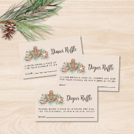 Cartão De Informações Gingerbread Diaper Raffle Baby Shower 