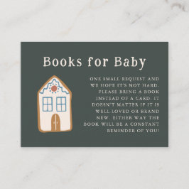 Cartão De Informações Gingerbread House Blue Baby Shower Book Request