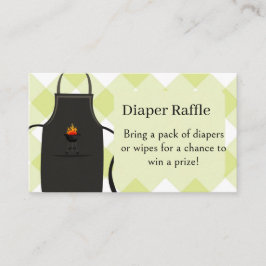 Cartão De Informações gingham Diapers / wipes raffle Bbq  baby Shower 
