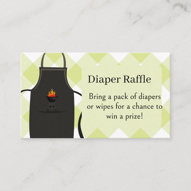 Cartão De Informações gingham Diapers / wipes raffle Bbq  baby Shower  (Frente)