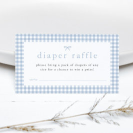 Cartão De Informações Gingham Dusty Blue Boys Fralda Raffle