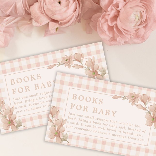 Cartão De Informações Gingham Floral Girl Chá de fraldas Livros para Beb (Criador carregado)