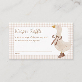 Cartão De Informações Gingham Goose Baby Shower Diaper Raffle Card