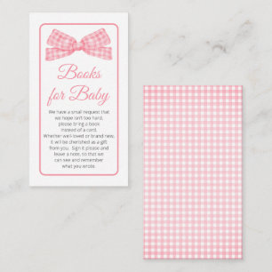 Cartão De Informações Gingham rosa Cheque Livros de Chá de fraldas de Ar