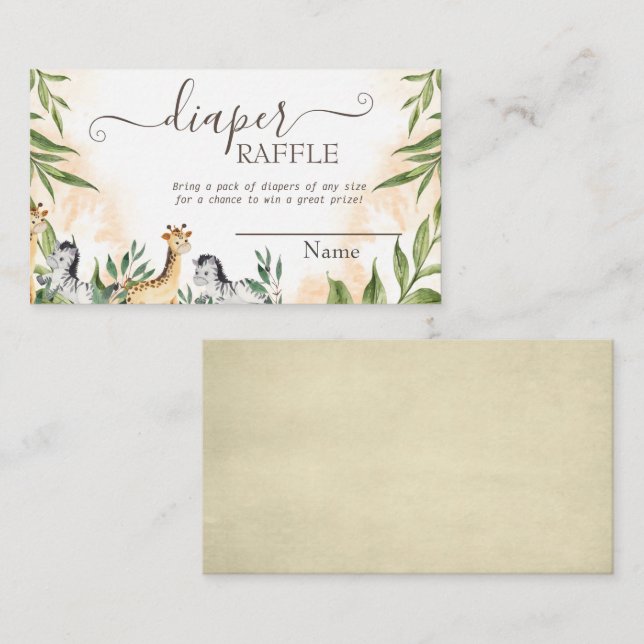 Cartão De Informações Girafa Bonita, Folhas de Zebra (Frente/Verso)