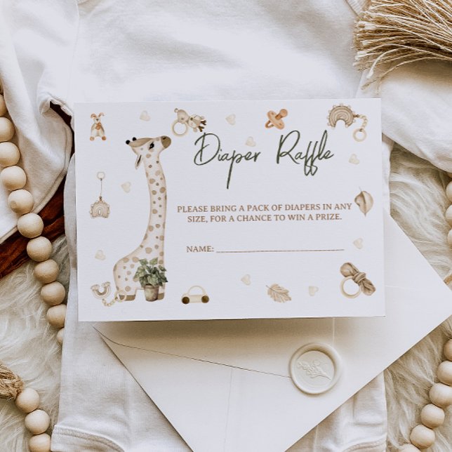 Cartão De Informações Giraffe Nursery Boho Fralda Raffle (Criador carregado)
