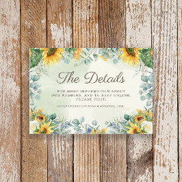 Cartão De Informações Girassóis Amarelos Eucalipto Verde Detalhes do Cas