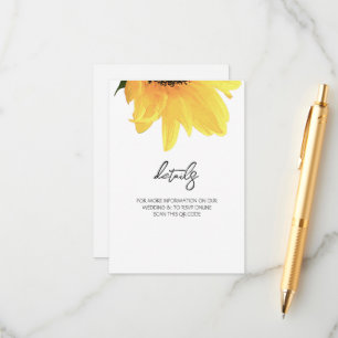 Cartão De Informações Girassóis Aquarela Casamento Minimalista Elegante