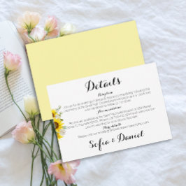 Cartão De Informações Girassol aquarela rosa branca casamento minimalist