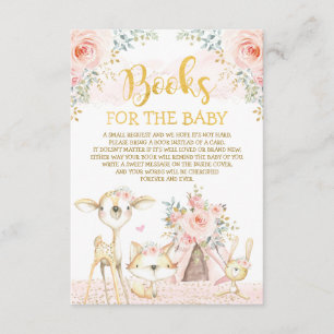 Cartão De Informações Girassol Blush Floral Woodland Livros para Bebê