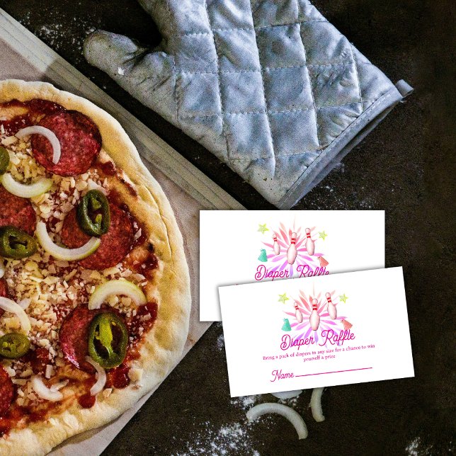 Cartão De Informações Girl Strike Up Bowling Diaper Raffle Baby Shower (Girl Strike Up Bowling Diaper Raffle Baby Shower Enclosure Card)