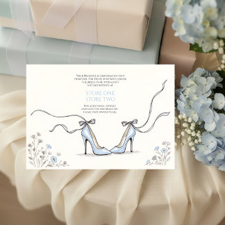 Cartão De Informações Girly Blue Heels Bridal Shower Enclosure Card