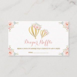 Cartão De Informações Girly Hot Air Balon Blush Floral Fralda Raffle