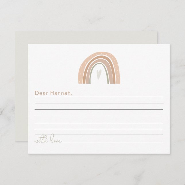 Cartão De Informações GITA Boho Pastel primeiro aniversario Arco-Íris Cá (Frente/Verso)