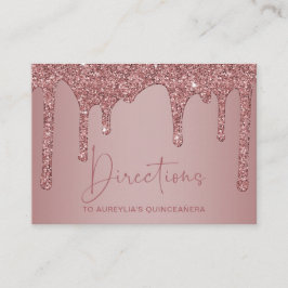 Cartão De Informações Glitter Dourado rosa Map Quinceañera