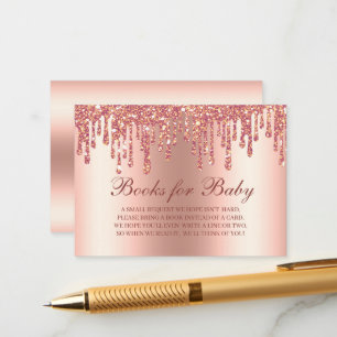 Cartão De Informações Glitter Drivers De Chá de fraldas Dourado Rosa Pa