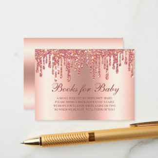 Cartão De Informações Glitter Drivers De Chá de fraldas Dourado Rosa Par